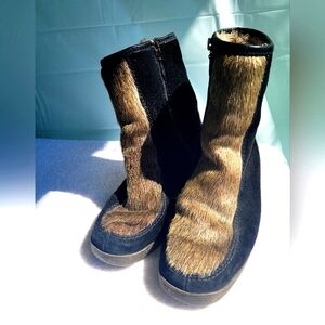 Vintage Salamander Fur and Lambskin Winter Boots Size 5 1/2 G Normalschaft
